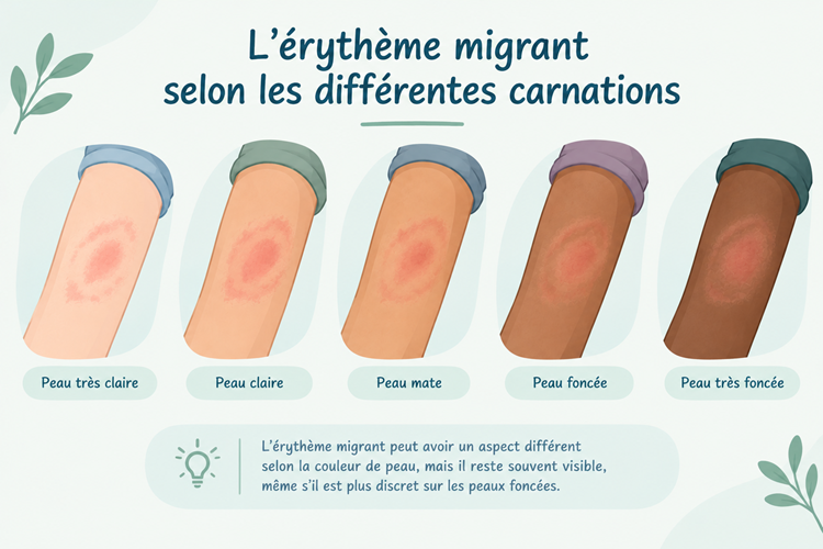 Erythème différentes carnations